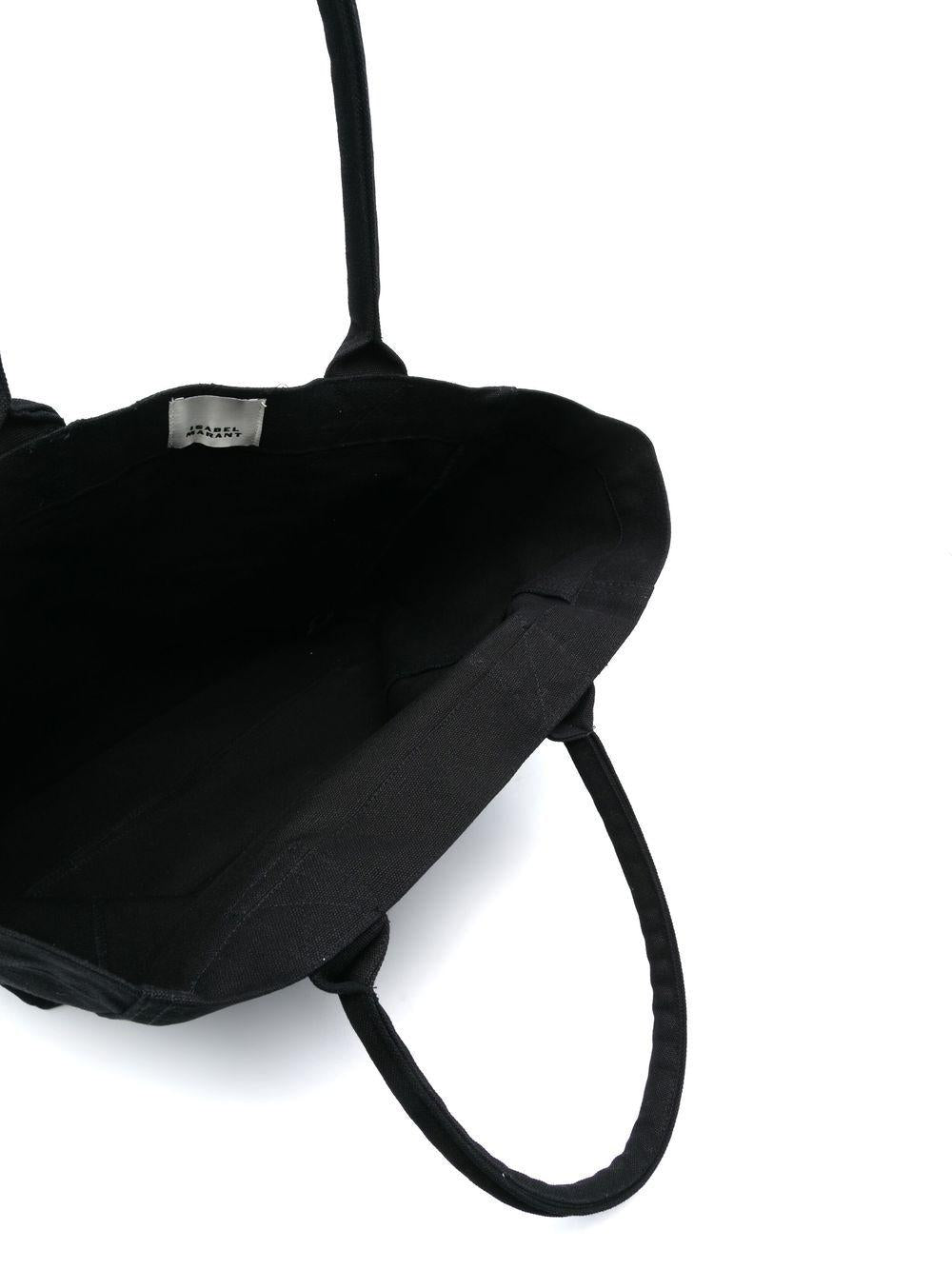 ISABEL MARANT Borsa tote in cotone piccola 'Yenky' nera con logo 