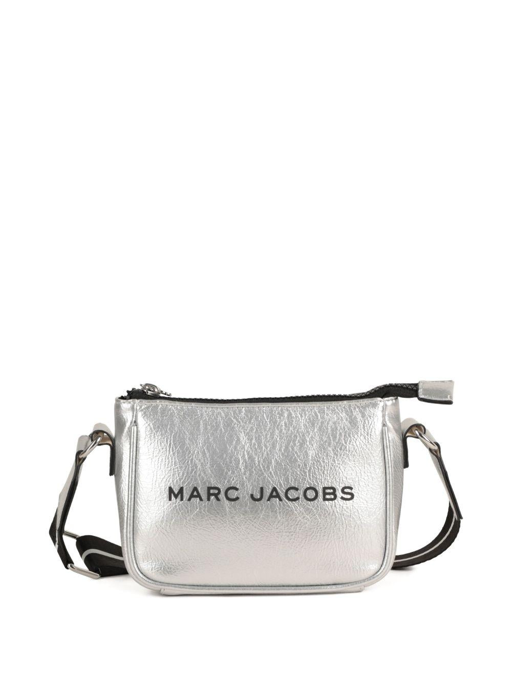 MARC JACOBS Borsa a tracolla argentata con logo 