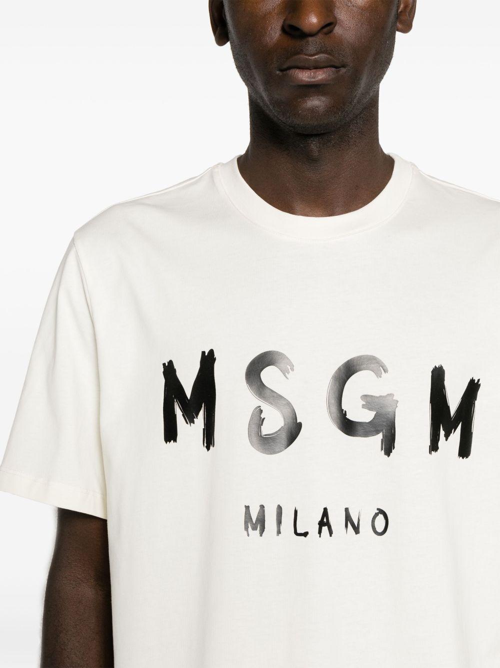 MSGM T-shirt in cotone bianco con logo 