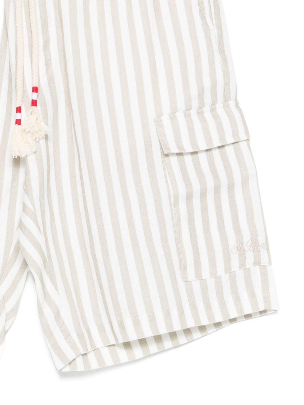 MC2 SAINT BARTH Pantaloncini Marseille a righe verticali beige e bianche 