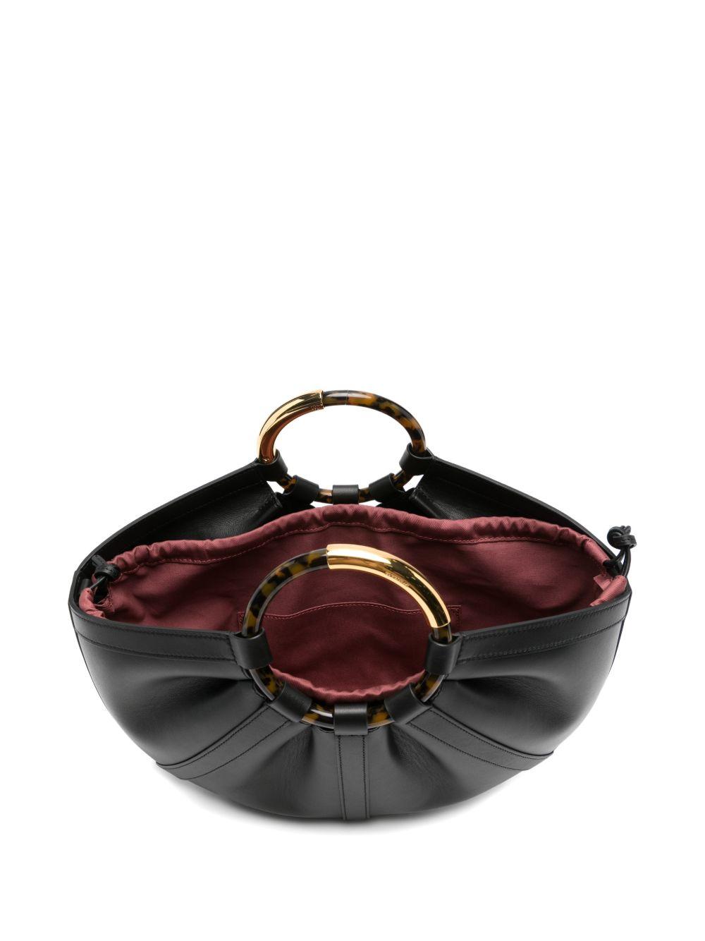 COCCINELLE Borsa a mano in pelle nera con manico circolare 