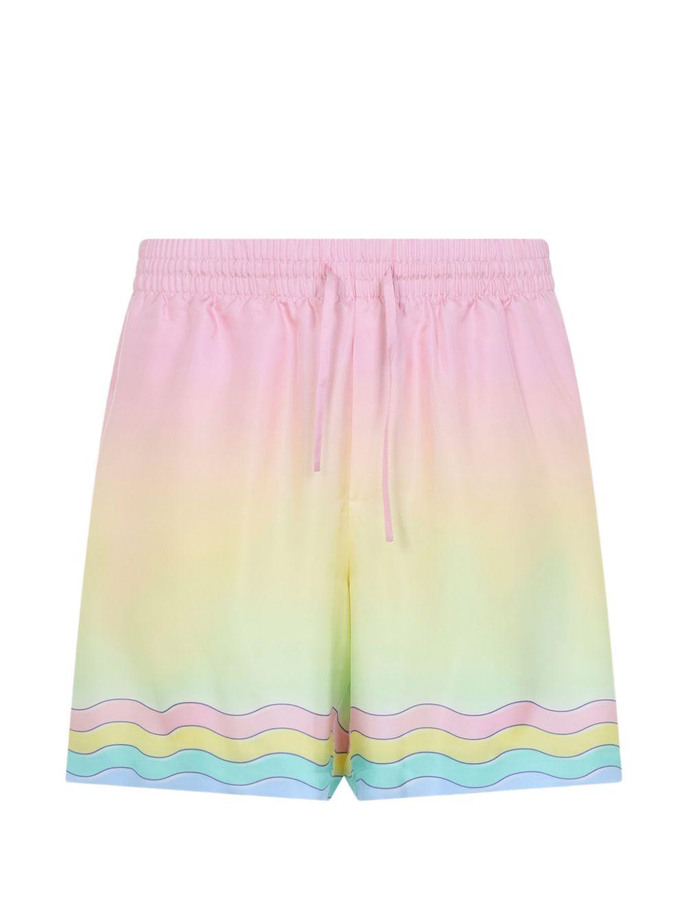 CASABLANCA Shorts in seta con stampa grafica multicolore 