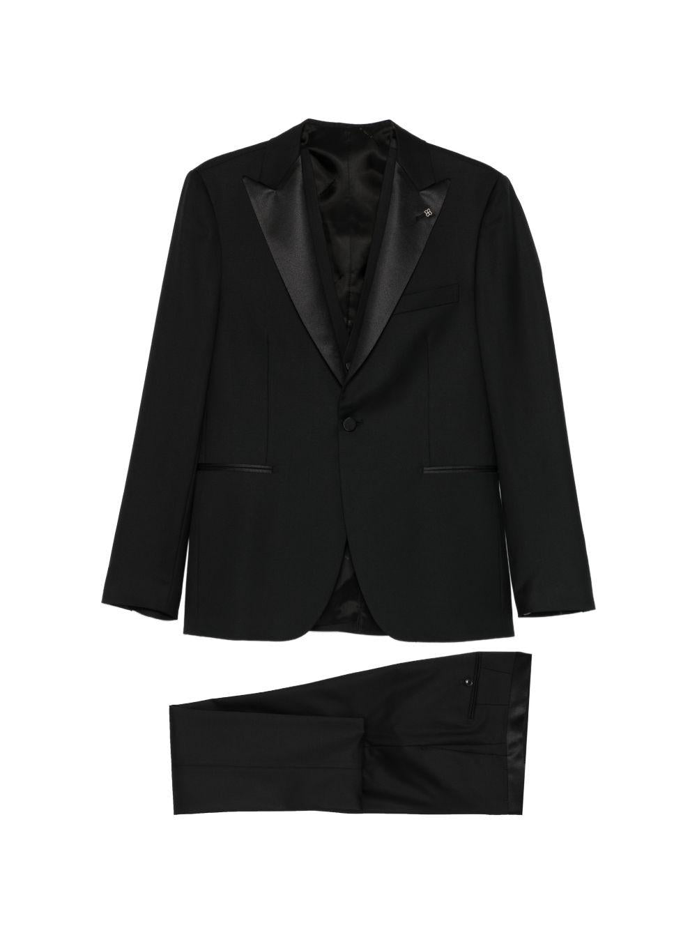 TAGLIATORE Smoking con revers in raso nero 