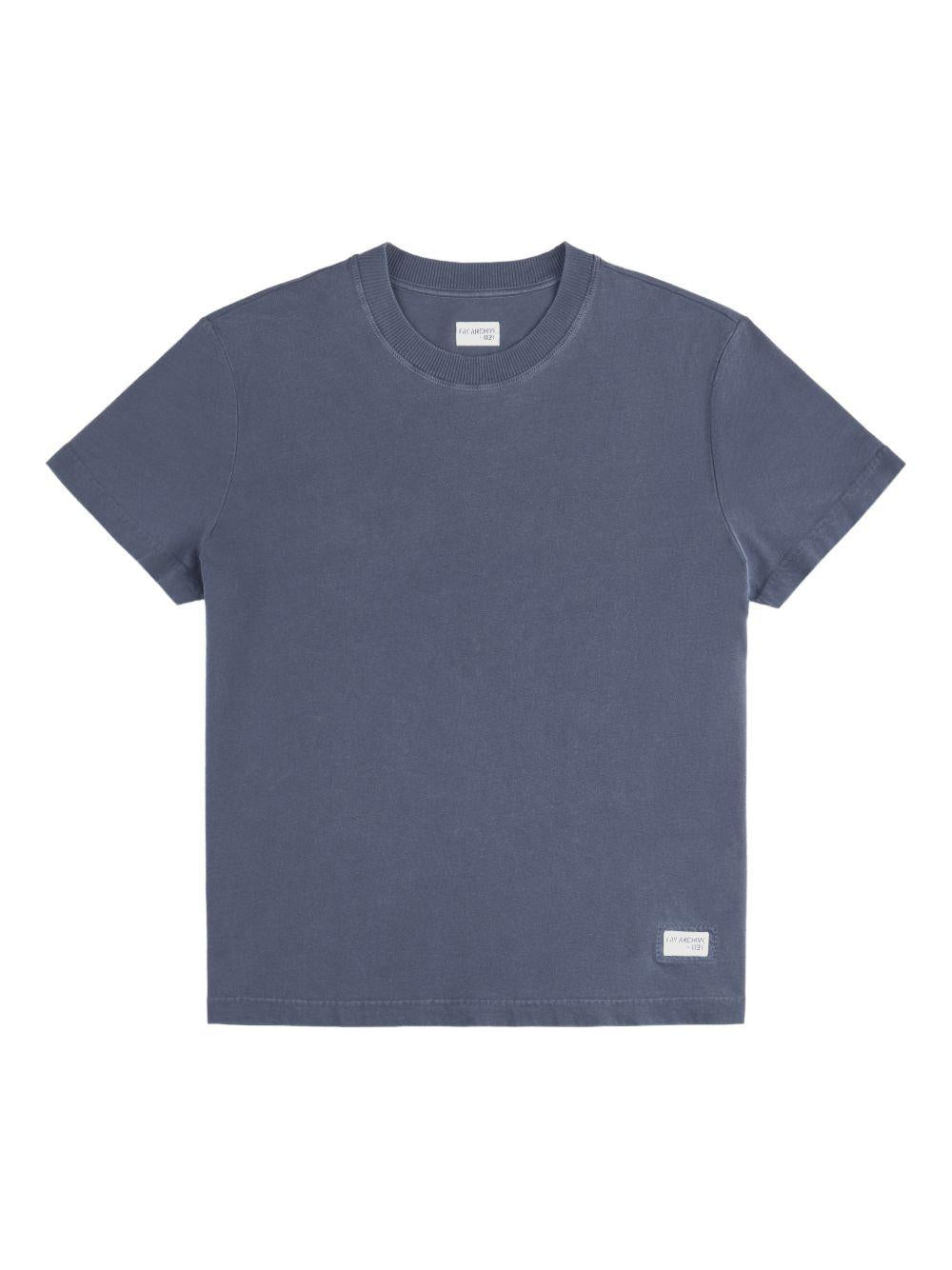 FAY T-shirt blu in cotone con logo Fay Archive 
