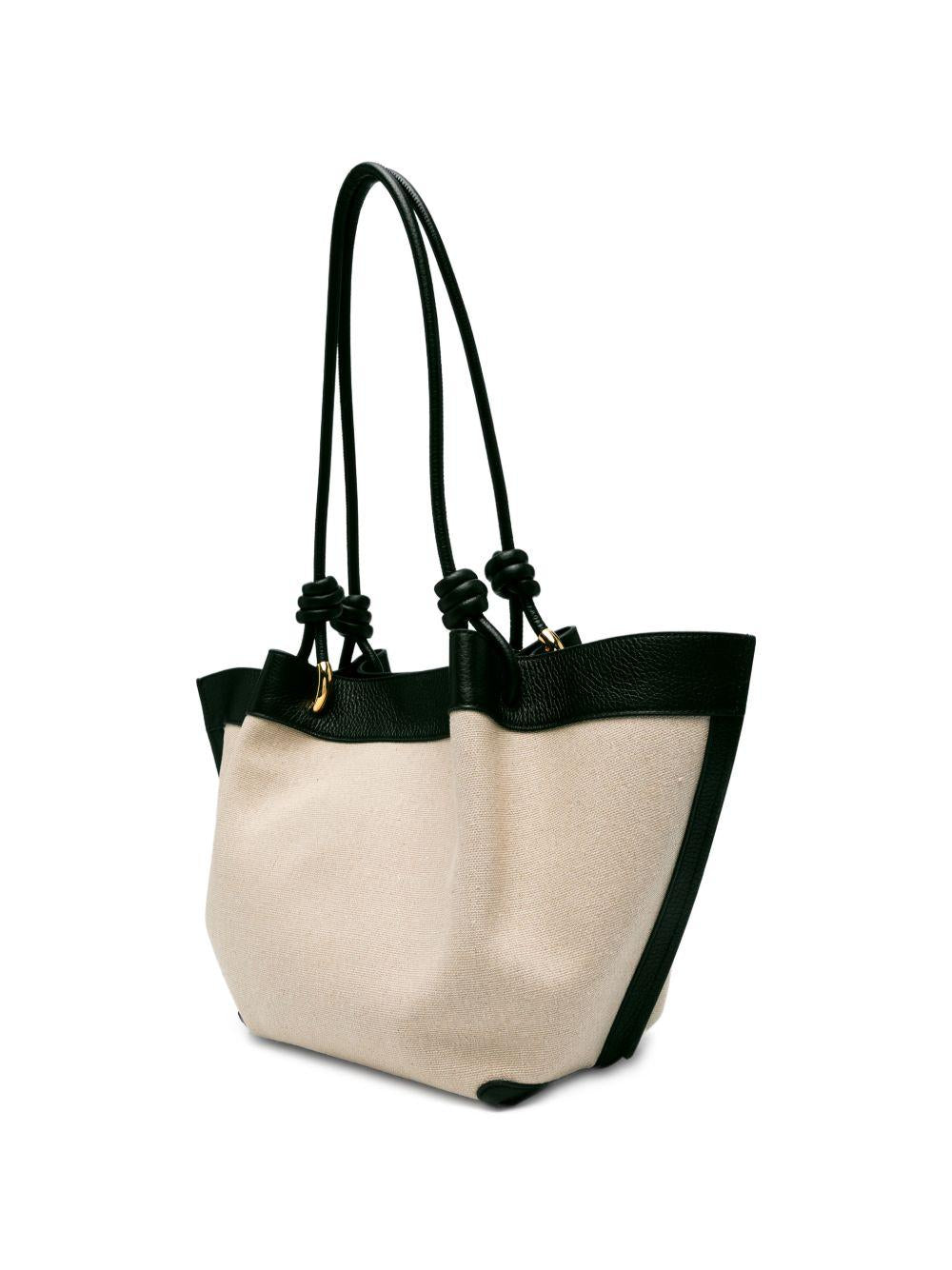 COCCINELLE Borsa a spalla in lino ed ecopelle nera 