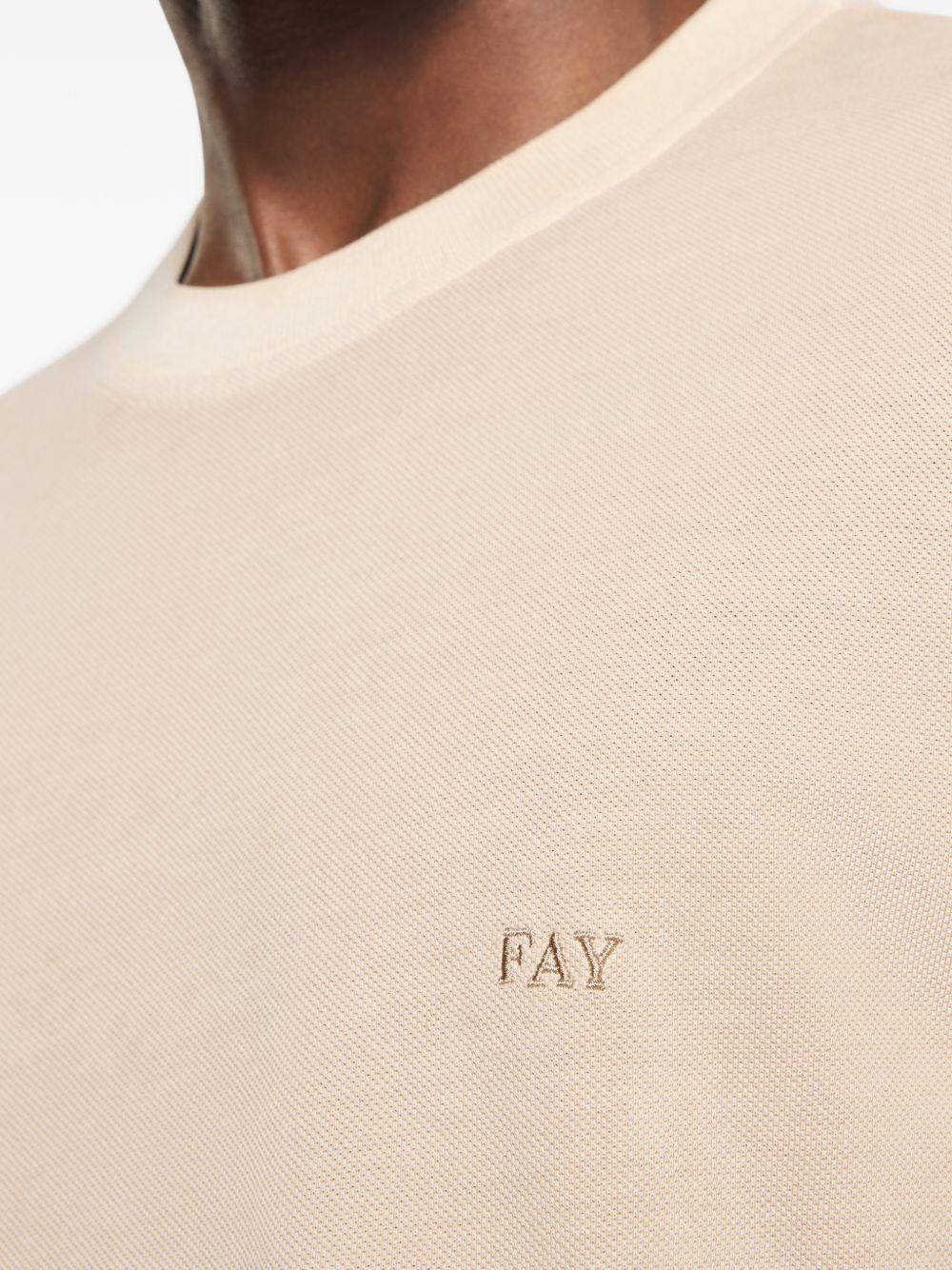 FAY T-shirt in cotone marrone girocollo 