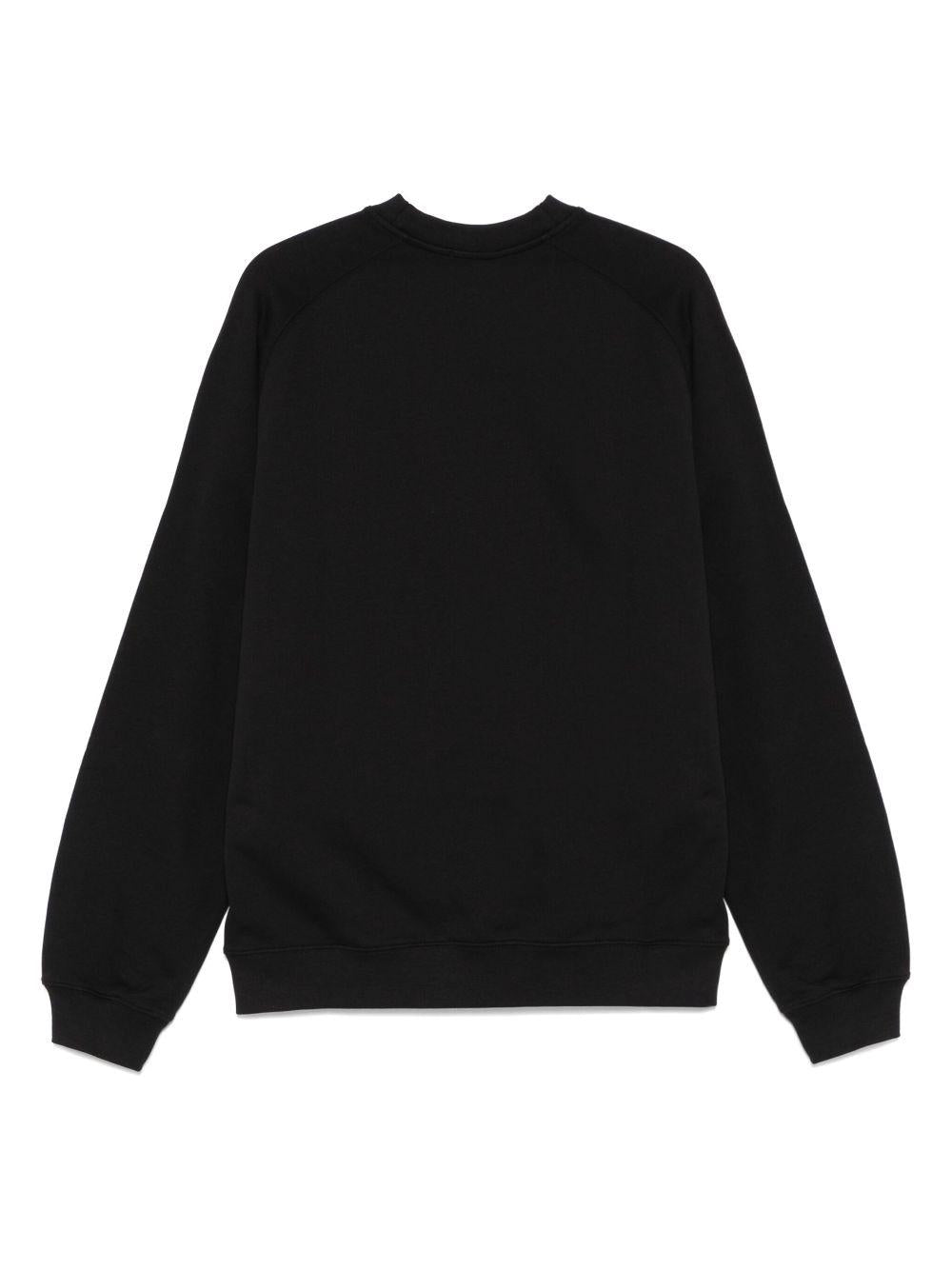 MSGM Felpa girocollo in cotone nero con logo<BR/> 