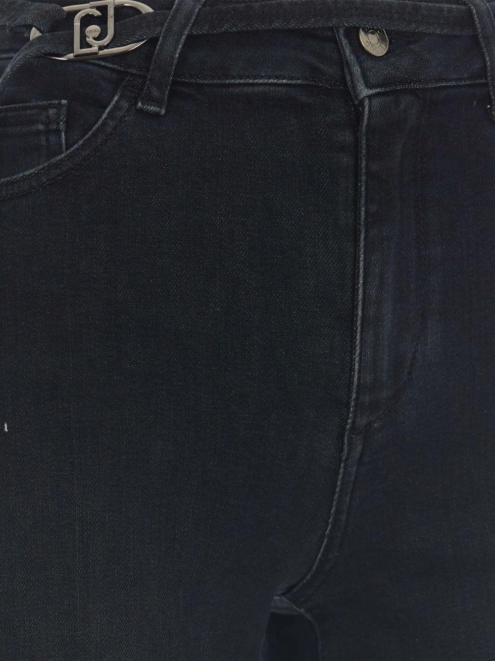 LIUJO Jeans nero con dettaglio cintura 