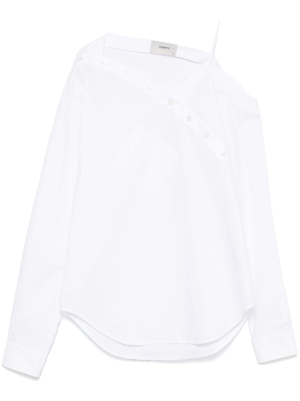 COPERNI Camicia asimmetrica in cotone bianco 