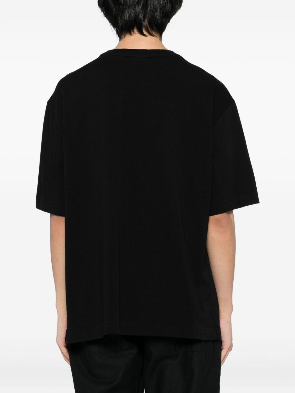 MAISON KITSUNE T-shirt a maniche corte nera in cotone con logo 