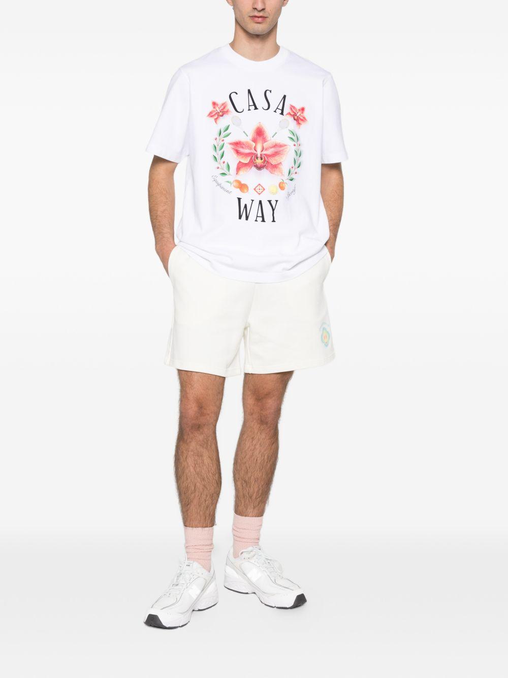 CASABLANCA T-shirt in cotone bianco con stampa 