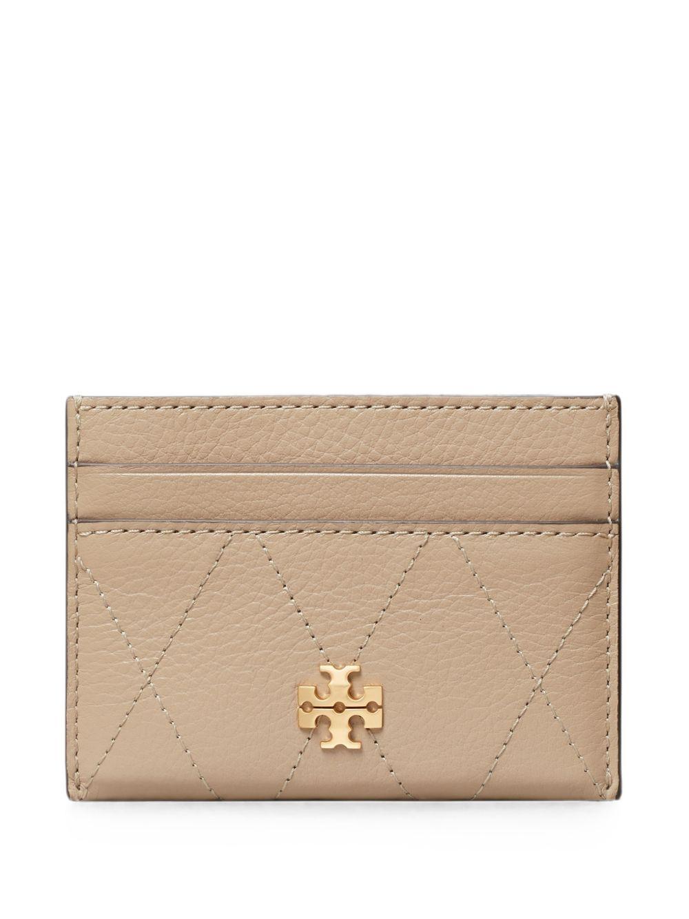 TORY BURCH Portacarte Charlie in pelle con logo dorato 