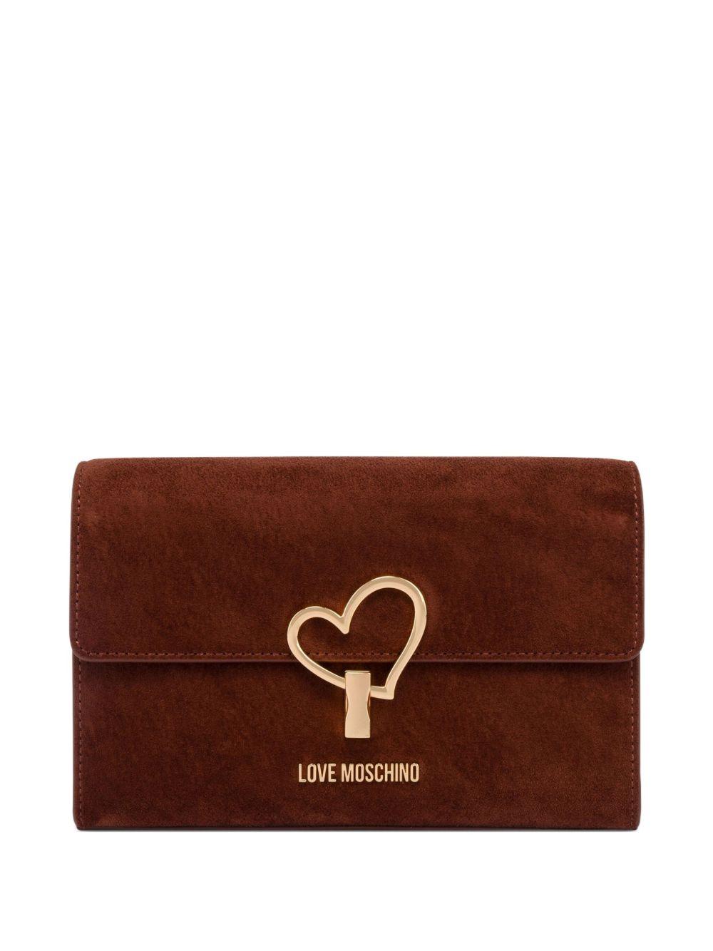 LOVE MOSCHINO Borsa a tracolla in suede con chiusura a cuore 