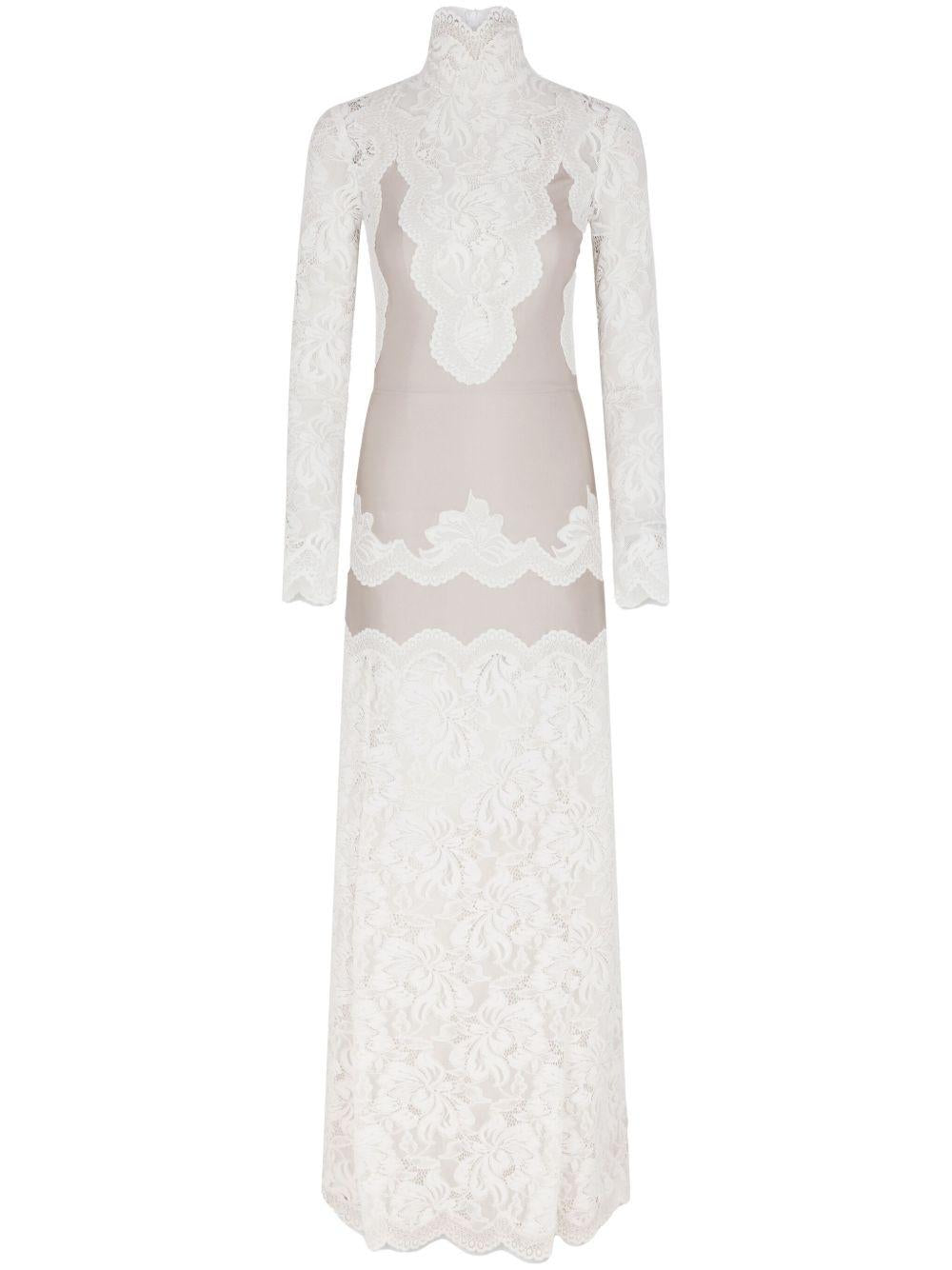 RABANNE Abito lungo in pizzo avorio 