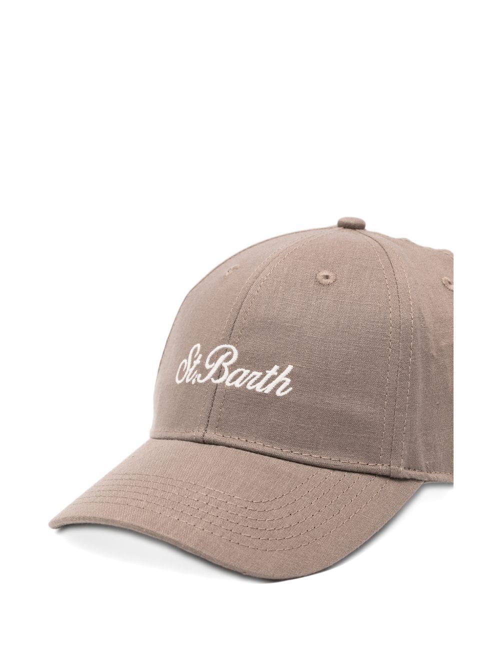 MC2 SAINT BARTH Cappello da baseball tortora con logo in lino 