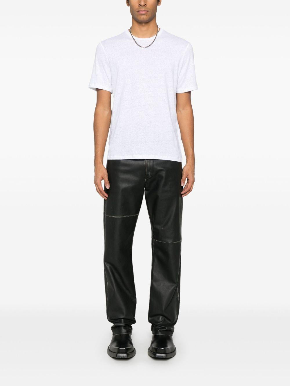 MAJESTIC FILATURES T-shirt a  maniche corte in lino elasticizzato bianco 