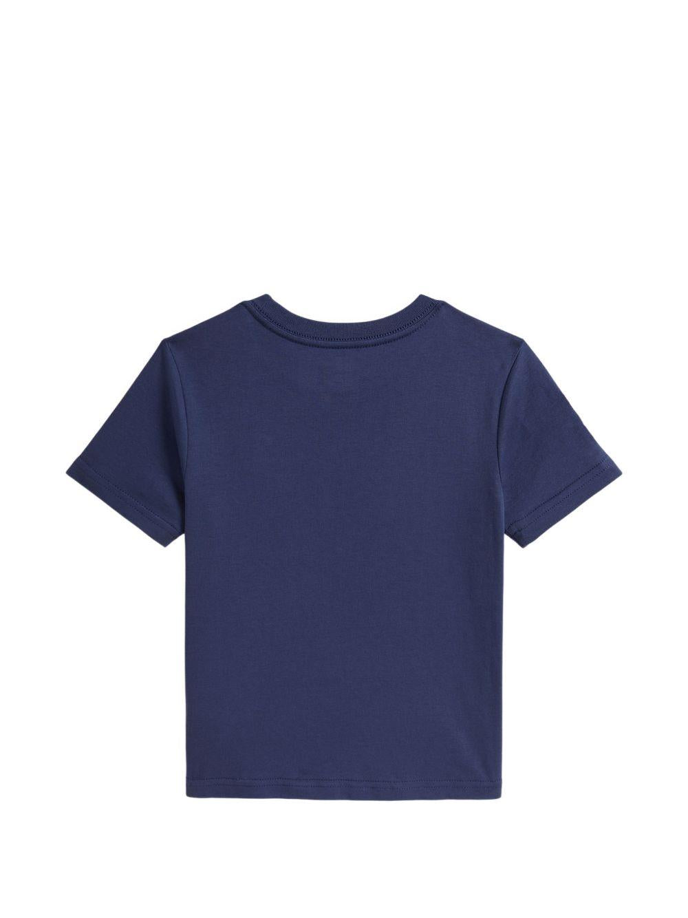 POLO RALPH LAUREN T-shirt blu con logo sul petto 