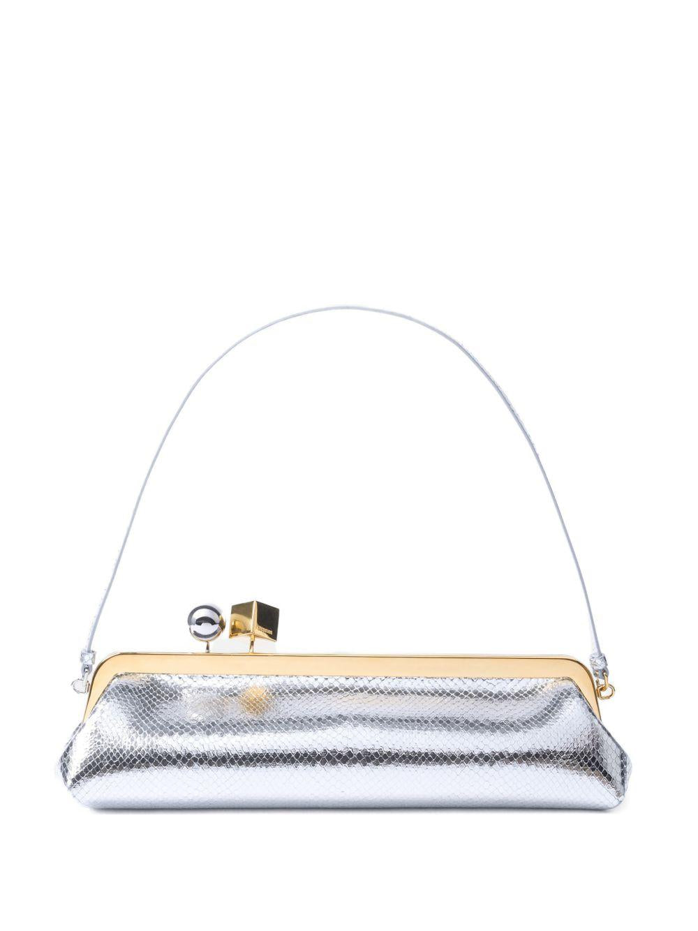 JACQUEMUS Borsa a spalla Salon argento in pelle 