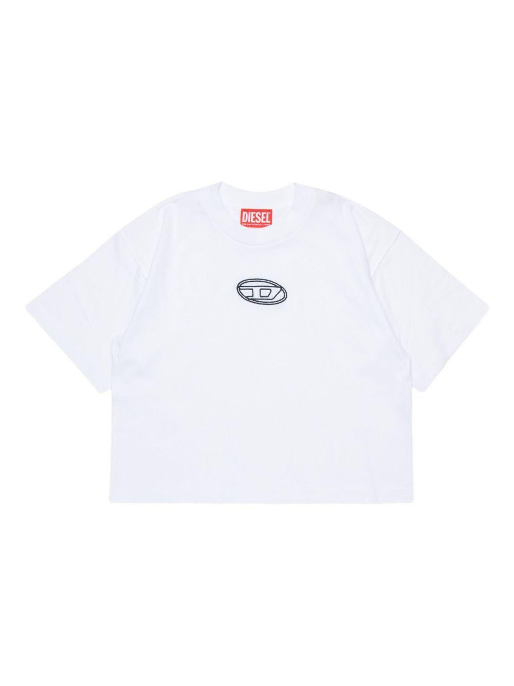 DIESEL T-shirt da a maniche corte in cotone bianco con logo 