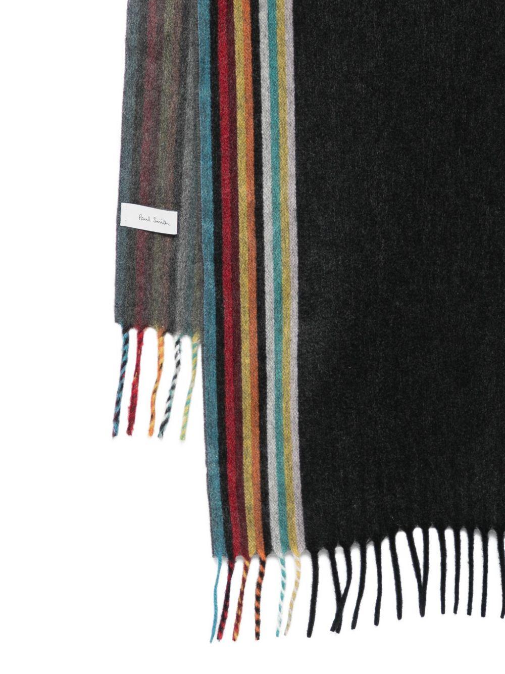 PAUL SMITH Sciarpa in cashmere nero con strisce colorate 