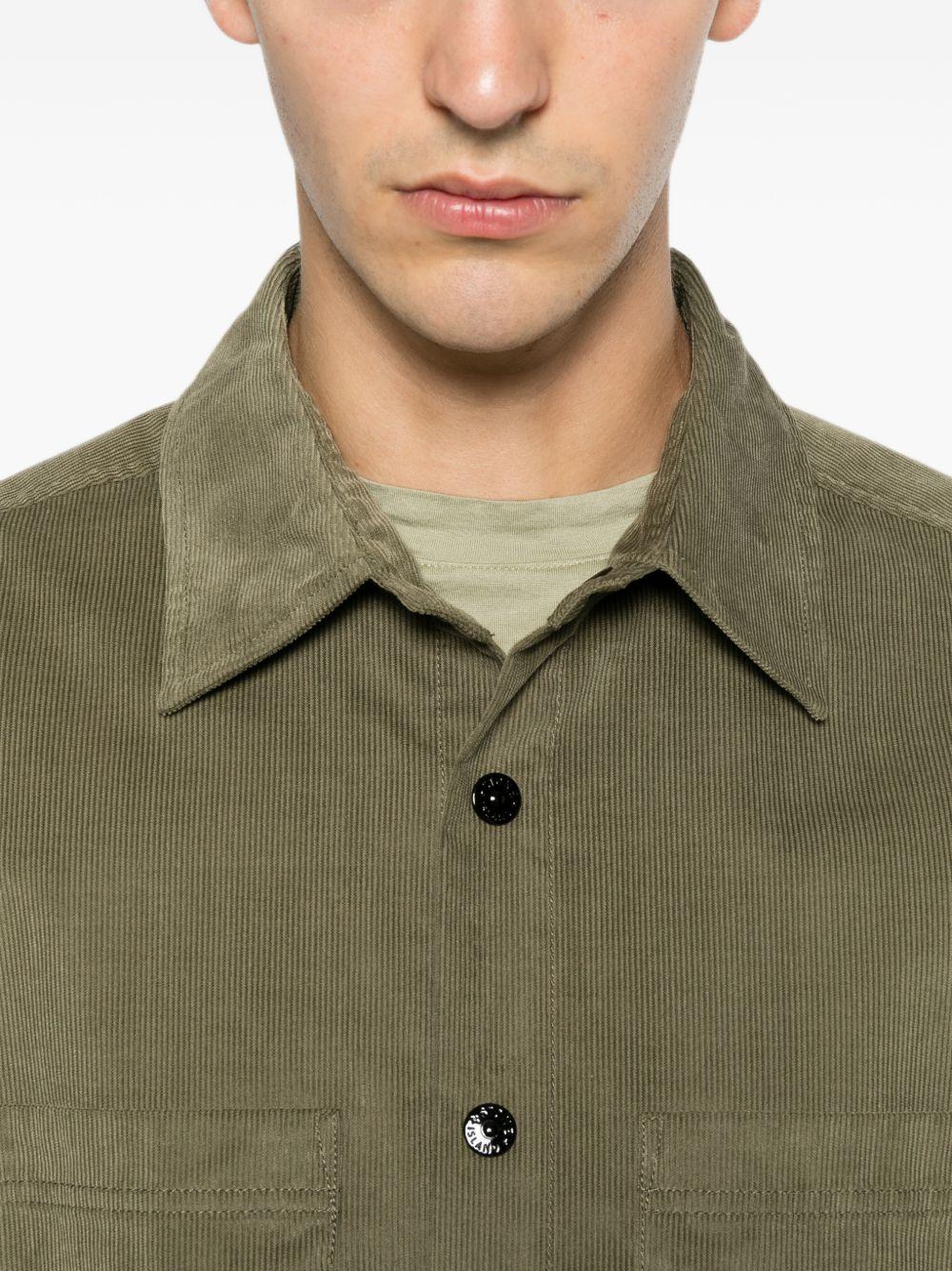 STONE ISLAND Camicia in velluto a coste verde con logo 