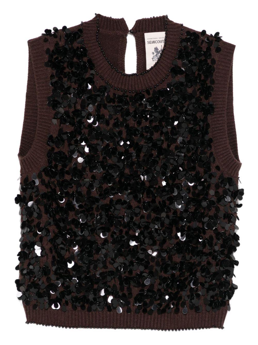 SEMICOUTURE Gilet in maglia con paillettes 