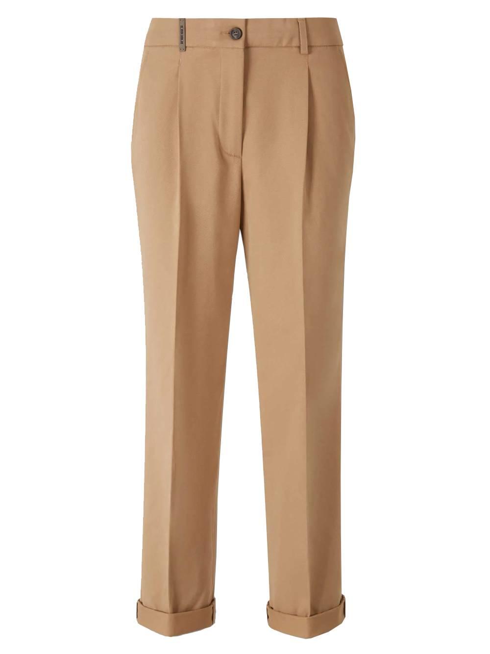 PESERICO Pantaloni beige con dettagli plissettati 