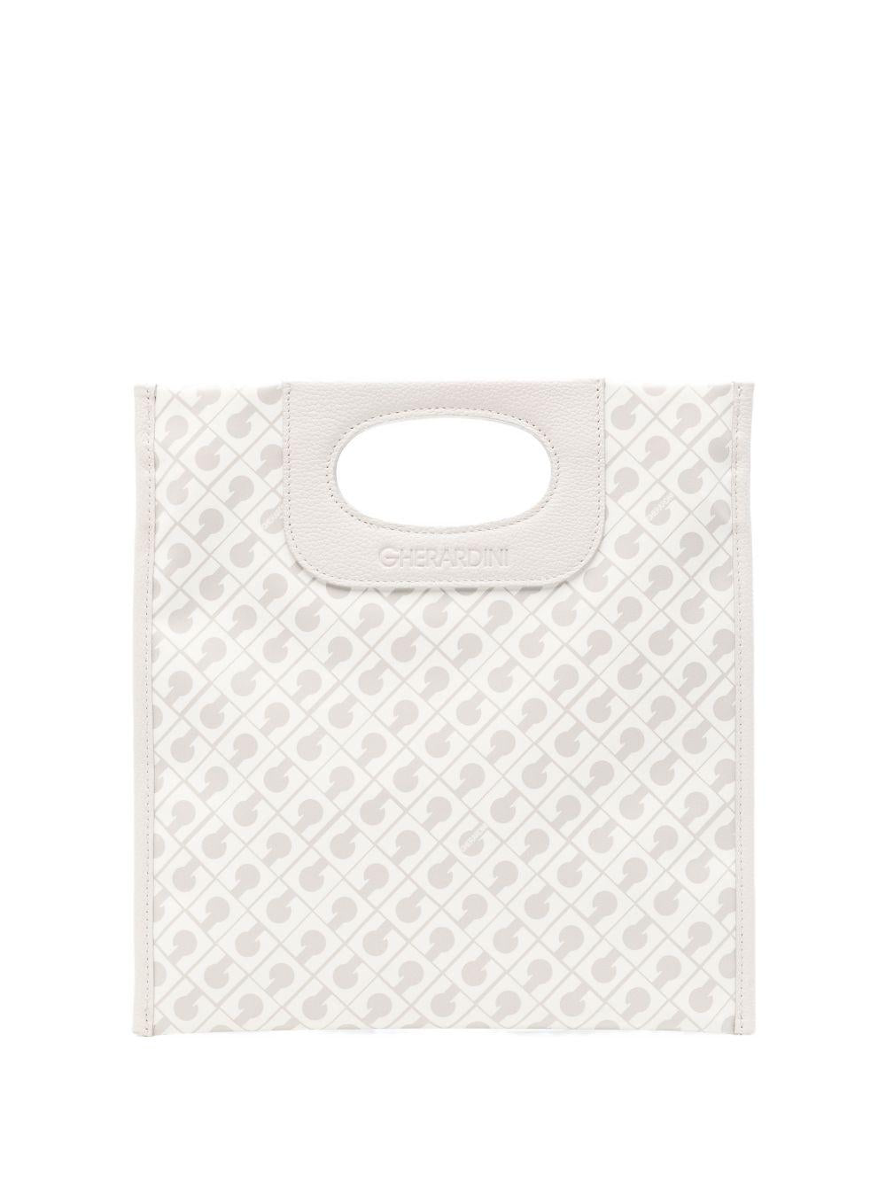 GHERARDINI Borsa bianca Softy Coconut con logo all-over 
