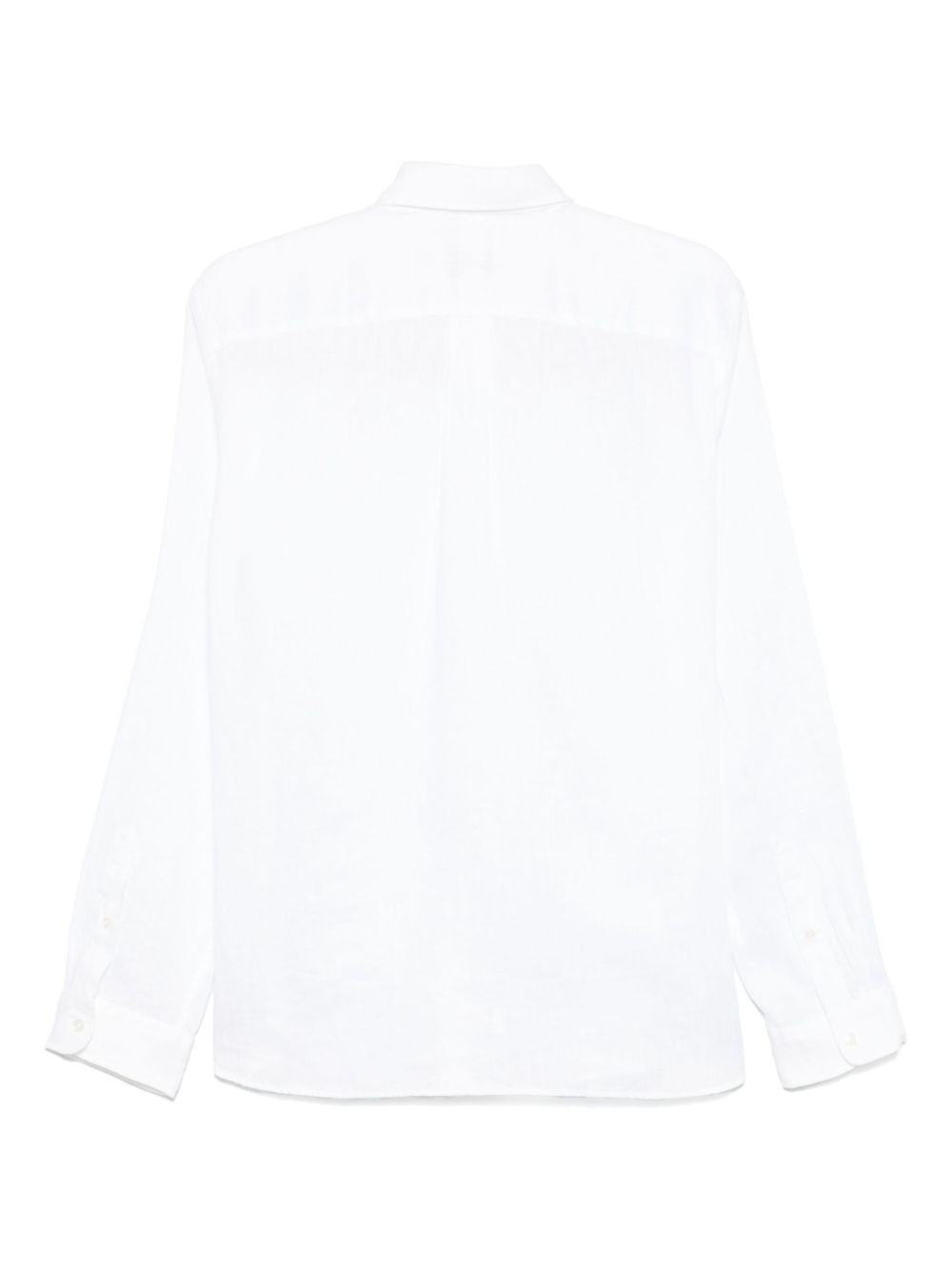 XACUS Camicia in lino bianca con collo cutaway 