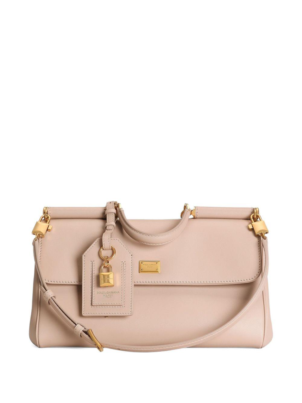 DOLCE e GABBANA Borsa a mano Sicily rosa con dettagli oro 