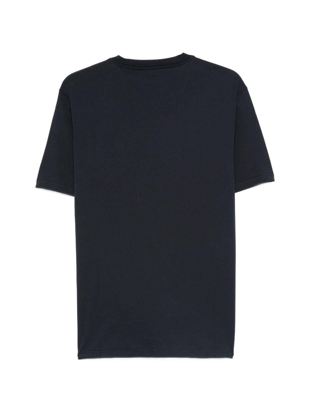 BARBOUR T-shirt blu navy in cotone con logo a collo rotondo e maniche corte 