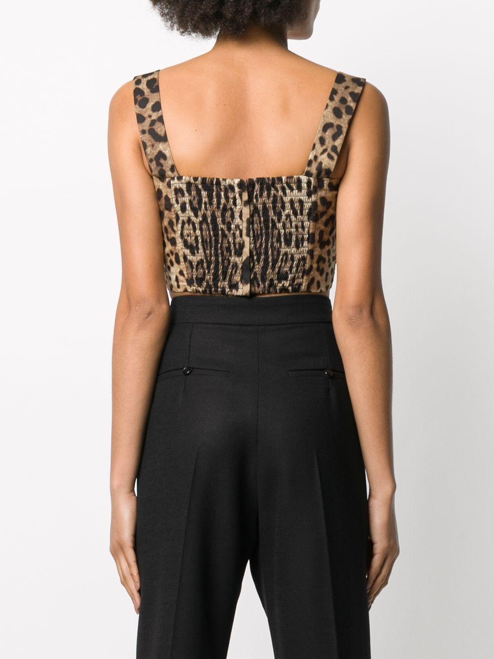 DOLCE e GABBANA Top con fiocco e stampa leopardata 