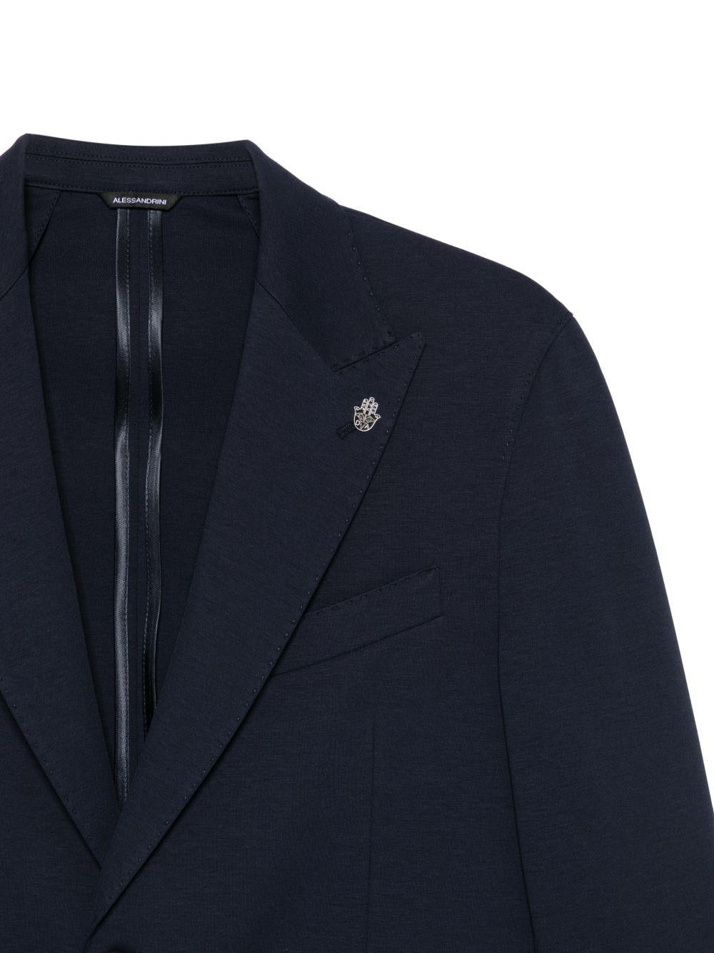 DANIELE ALESSANDRINI Giacca in cotone blu con rever a lancia 