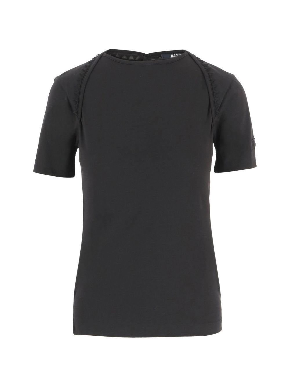JACQUEMUS T-shirt in cotone nero con bottoncini 
