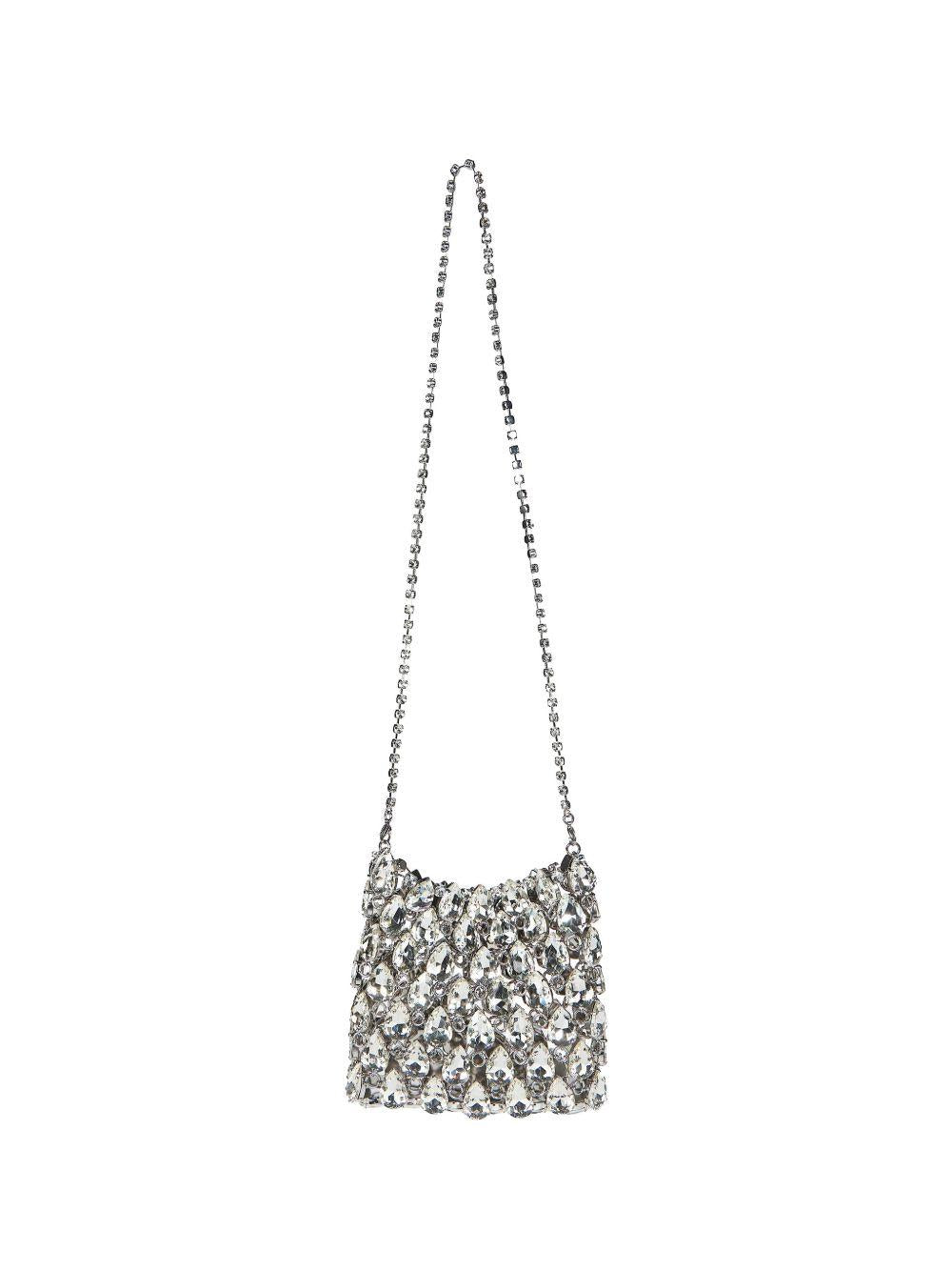 SELF PORTRAIT Borsa a tracolla con strass argento 