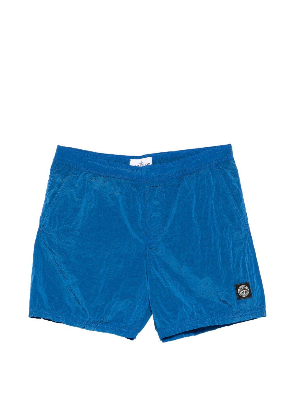 STONE ISLAND Costume mare blu con patch logo 