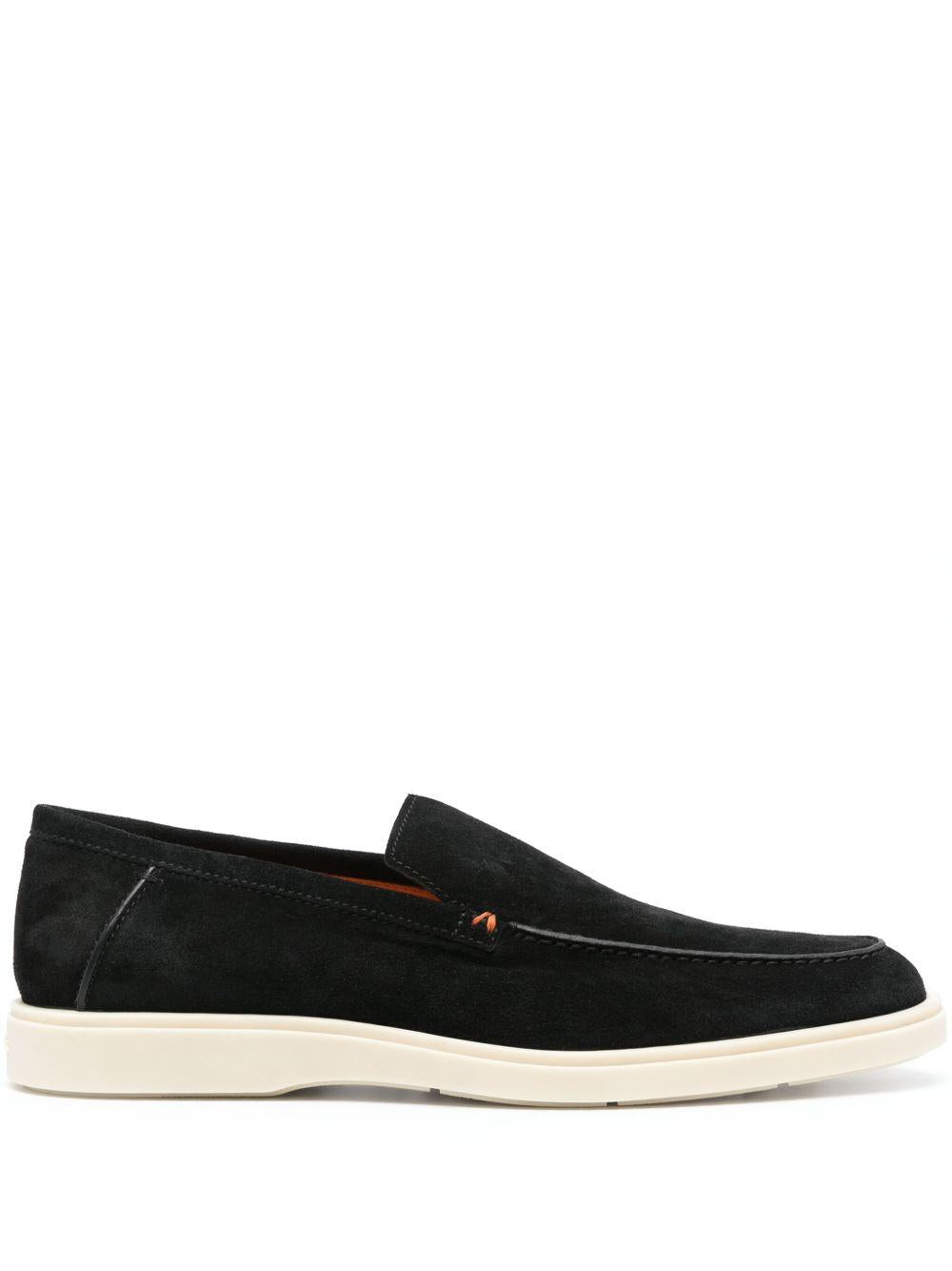 SANTONI Mocassini neri scamosciati 