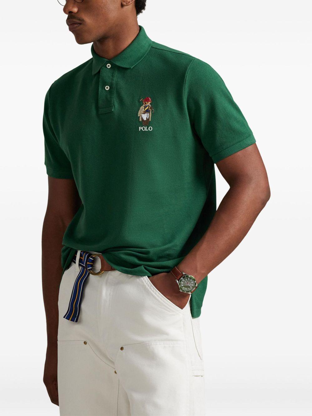 POLO RALPH LAUREN Polo in cotone verde con orso 