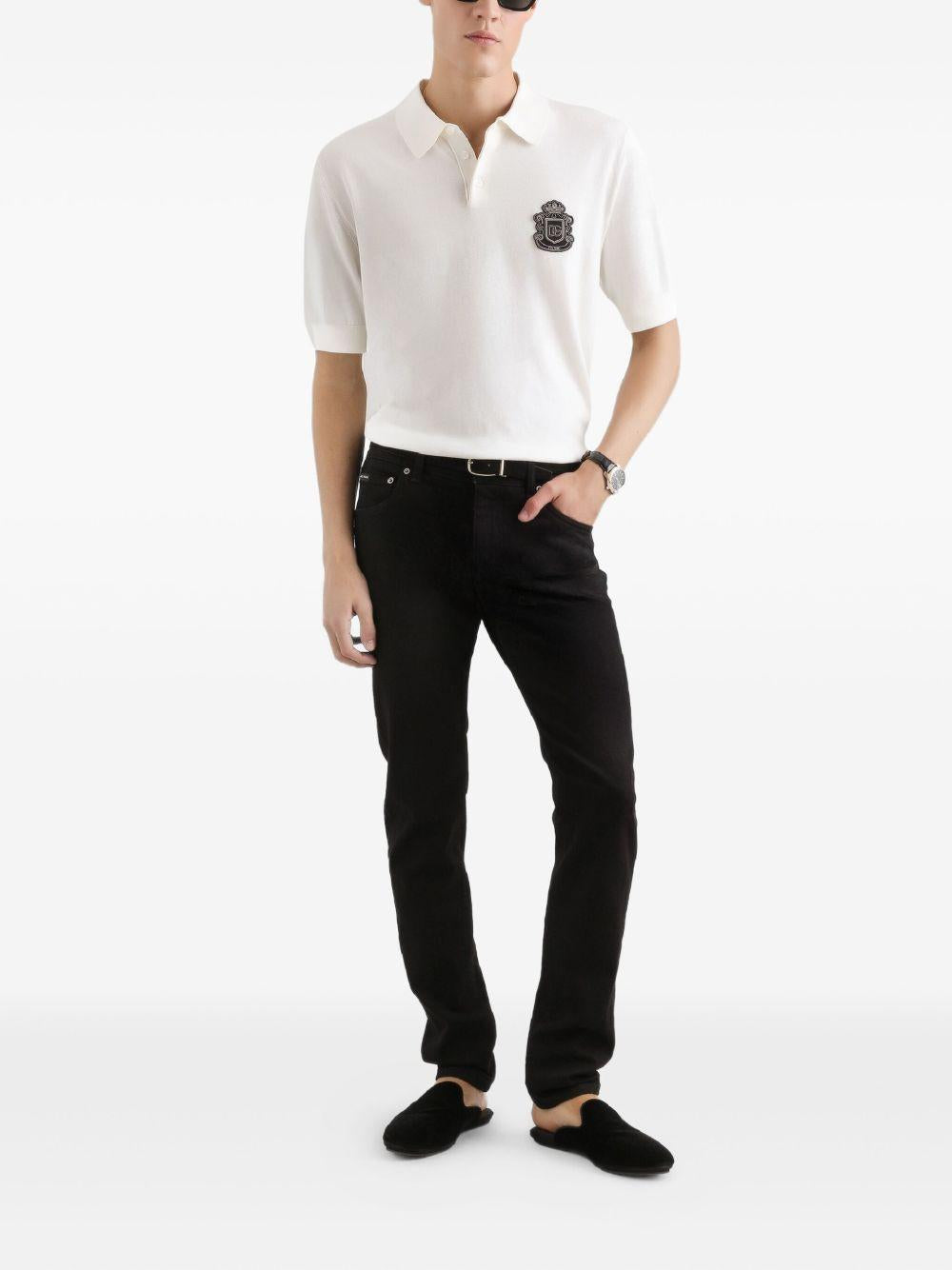 DOLCE e GABBANA Jeans nero con targhetta logo 