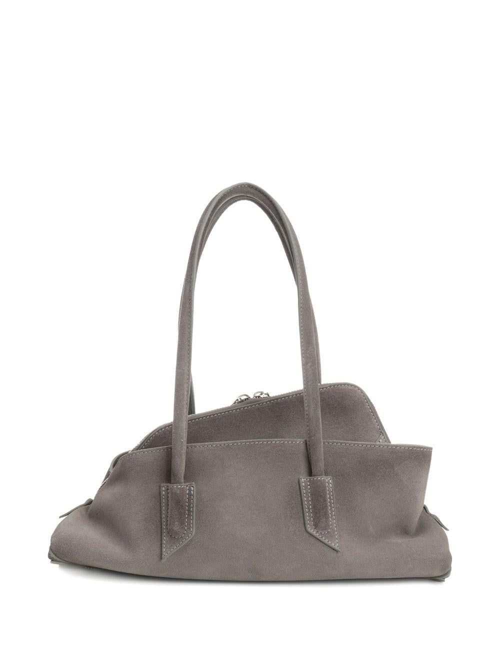 THE ATTICO Borsa a spalla La Passeggiata Small in suede grigio 