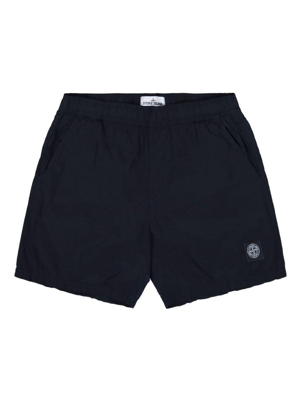 STONE ISLAND Costume mare blu con patch logo 