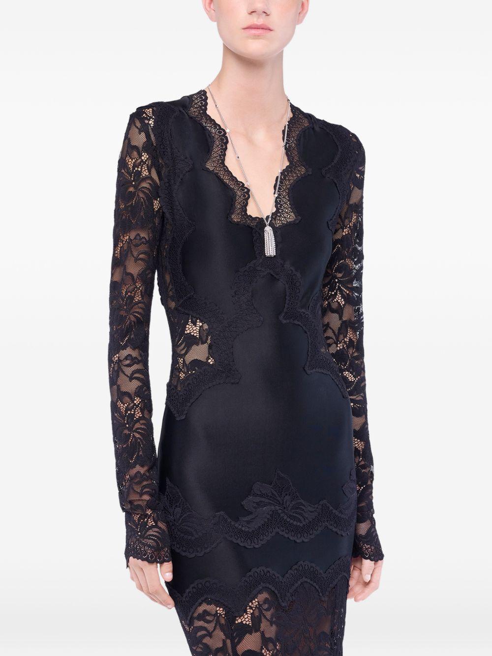 RABANNE Abito lungo in pizzo nero 