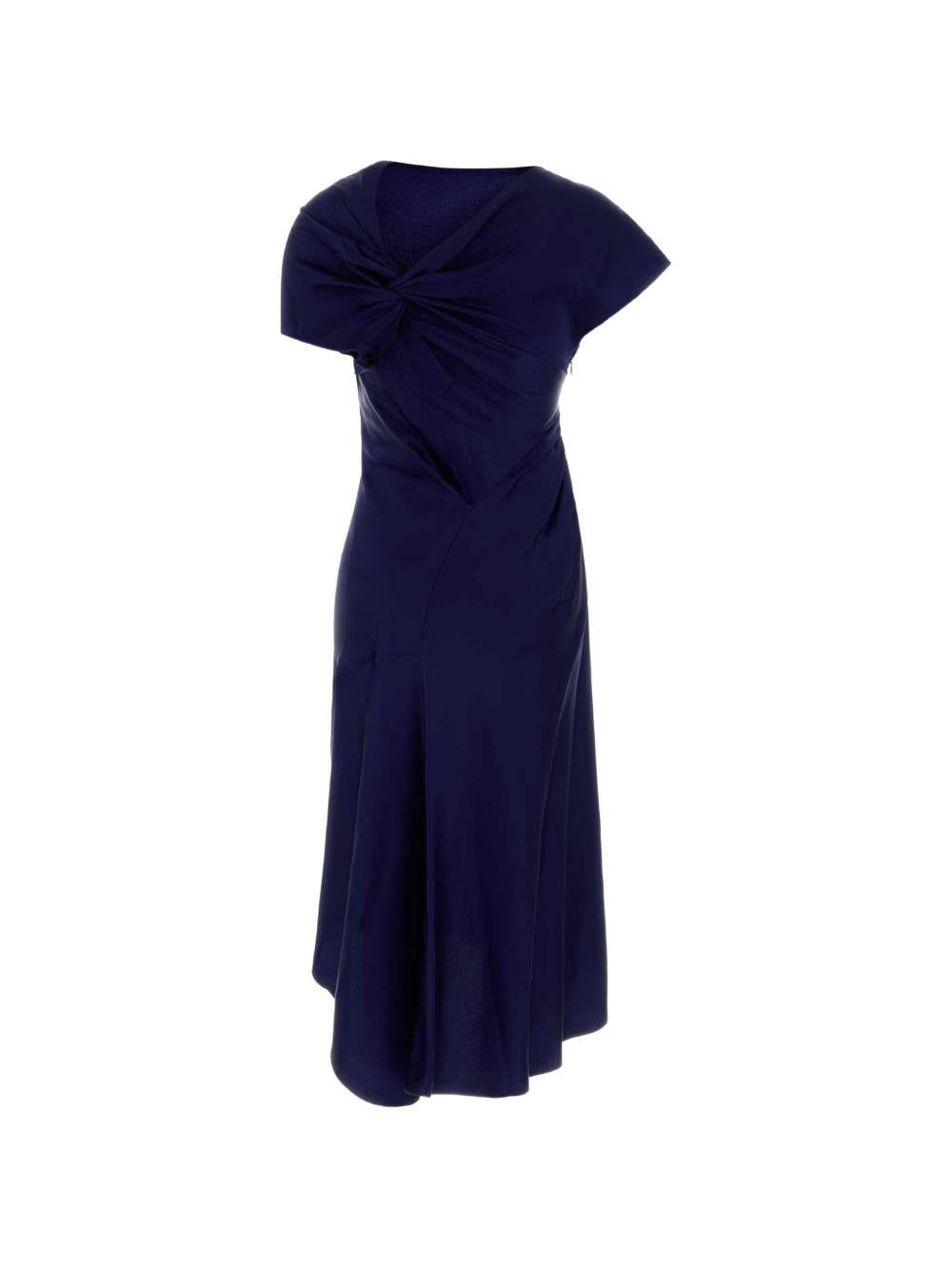VICTORIA BECKHAM Abito midi blu con tagli asimmetrici 