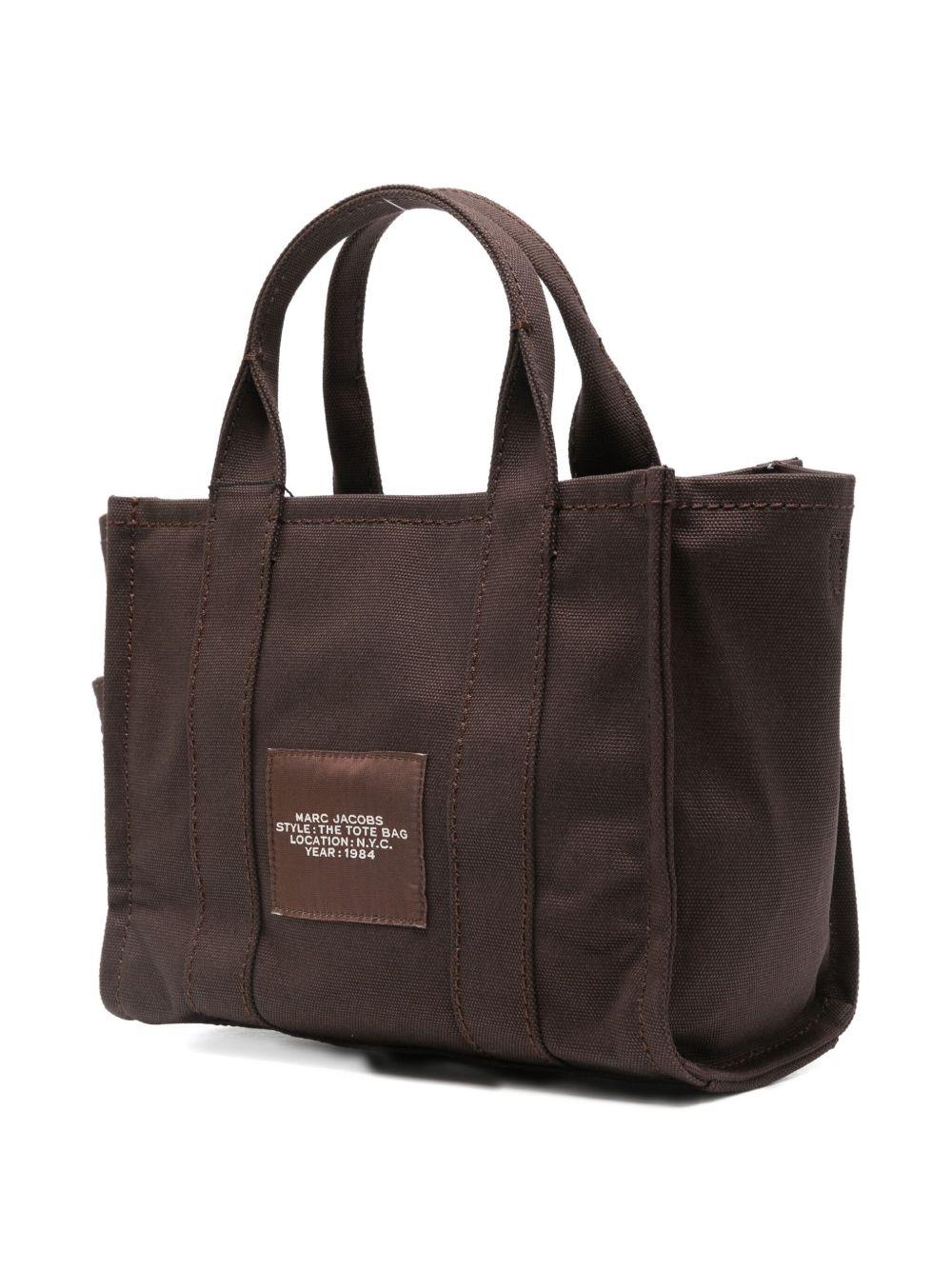 MARC JACOBS Borsa a mano piccola 'The Tote' in cotone marrone 