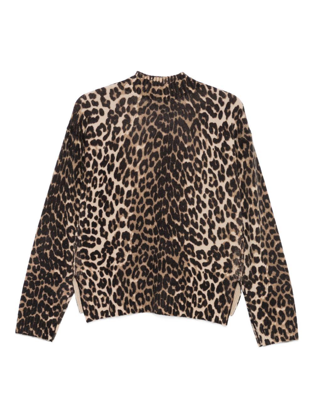 SEVENTY Maglia con stampa leopardata in lana 