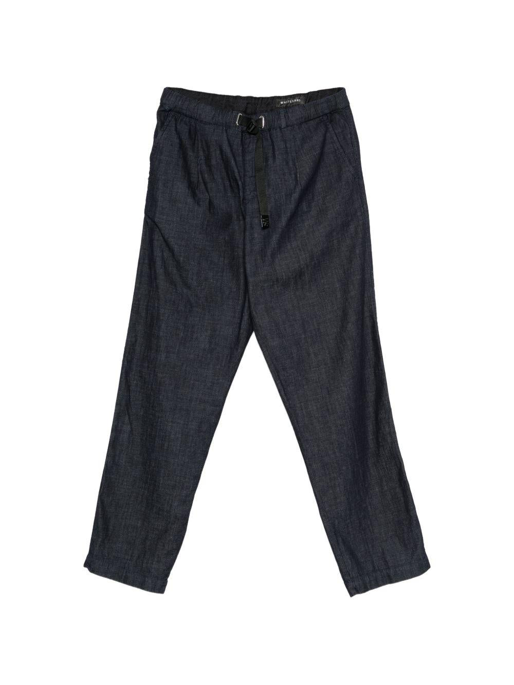 WHITE SAND Pantaloni in cotone elasticizzato con cintura in vita 