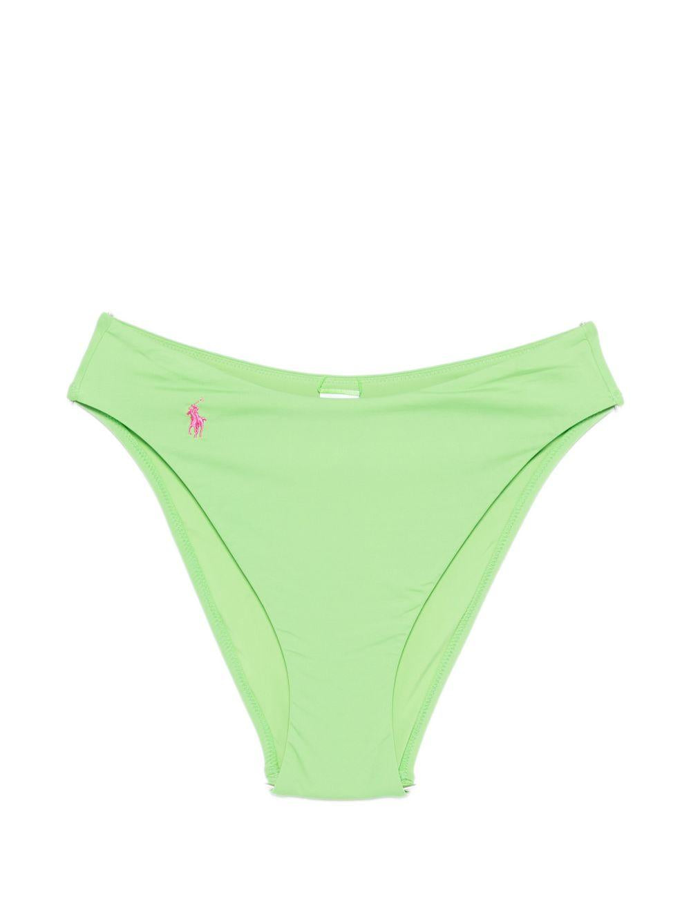 POLO RALPH LAUREN Slip bikini mare sgambato con logo verde acido 