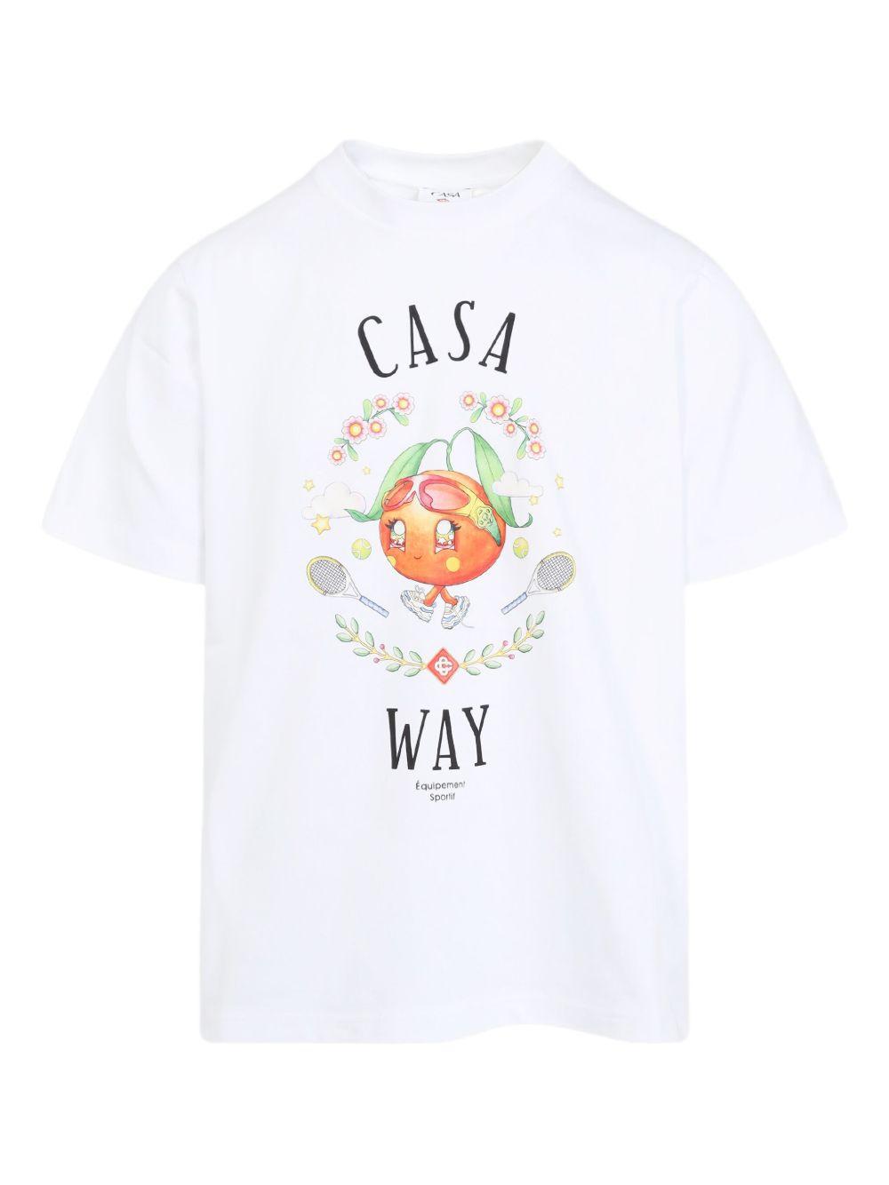 CASABLANCA T-shirt in cotone bianco con stampa grafica 
