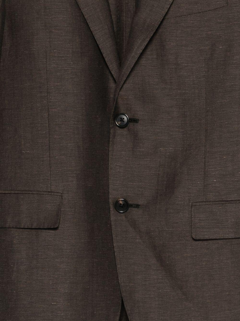 CORNELIANI Giacca monopetto in lina misto lino marrone 