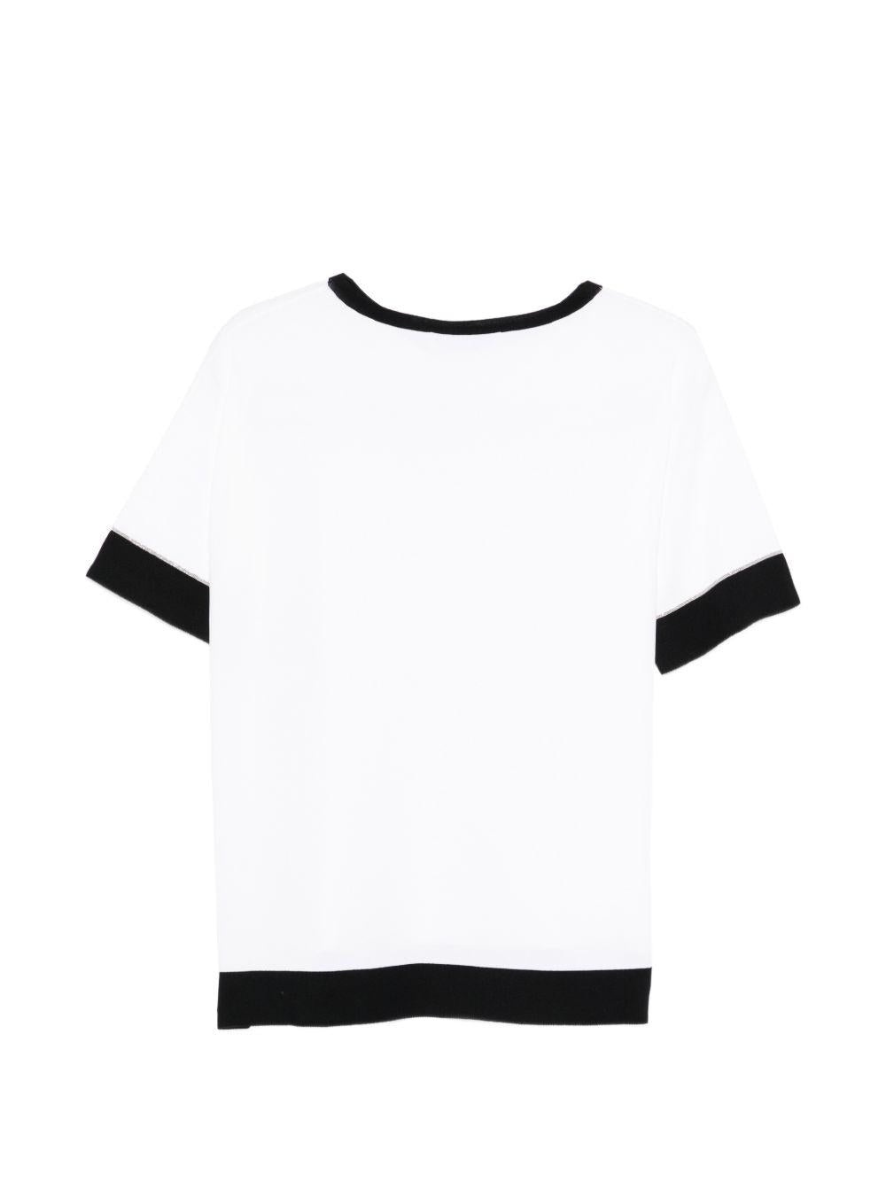 D EXTERIOR T-shirt bianca con borsi a contrasto neri 